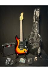 Elektro Gitar set Sunburst (Gitar-Amfi-Stand-Kablo-Askı-Kapo-Akort Cihazı-Yedek Tel)