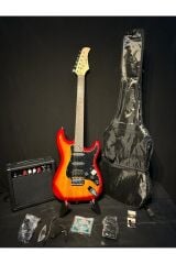 Elektro Gitar Seti Orange (Gitar-Amfi-Stand-Kablo-Askı-Kapo-Akort Cihazı-Yedek Tel)
