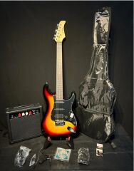 Elektro Gitar Seti (Gitar-Amfi-Stand-Kablo-Askı-Kapo-Akort Cihazı-Yedek Tel)