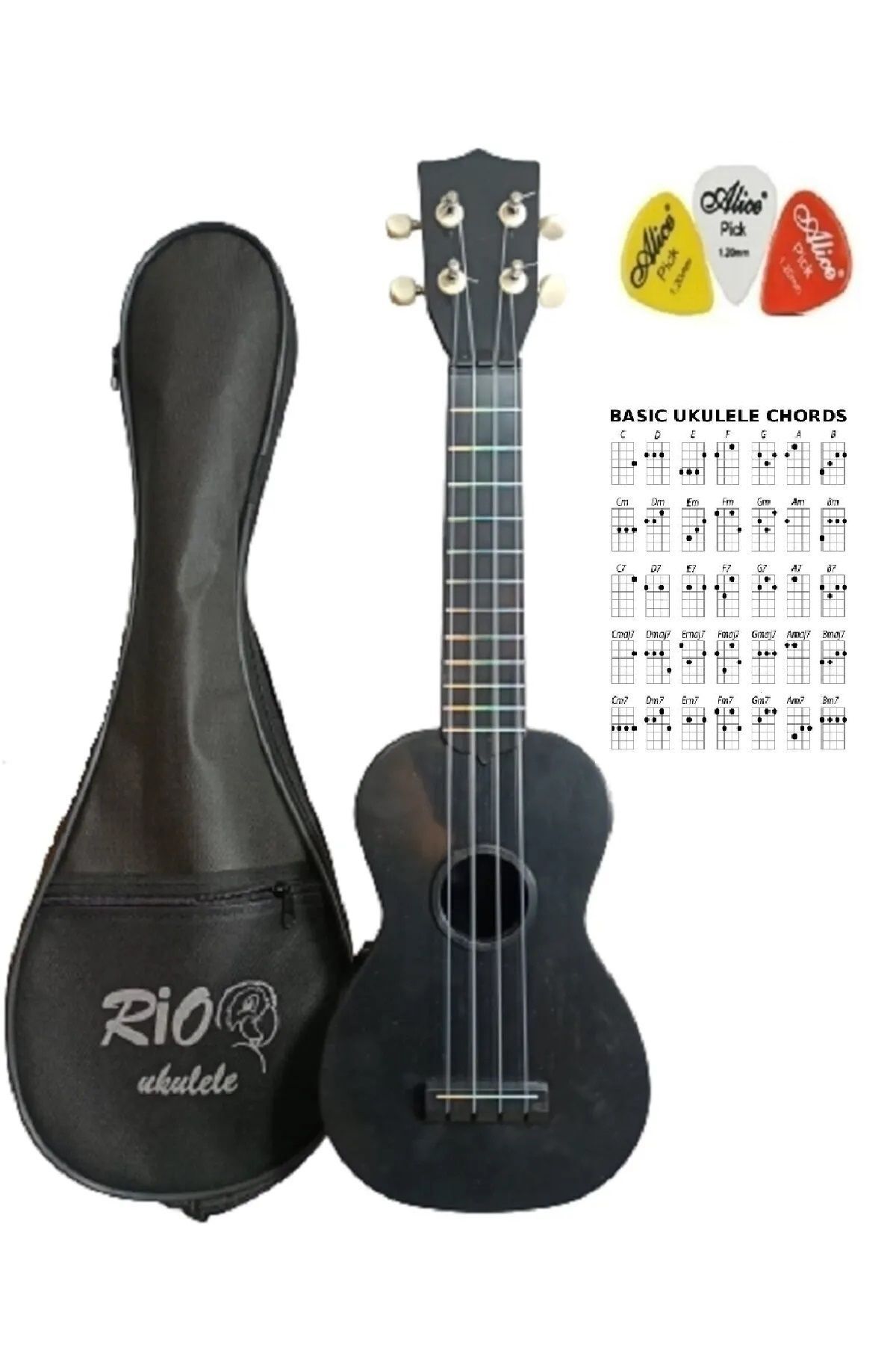Kompozit Kırılmaz Soprano Siyah Ukulele Kılıf Pena(54 CM)