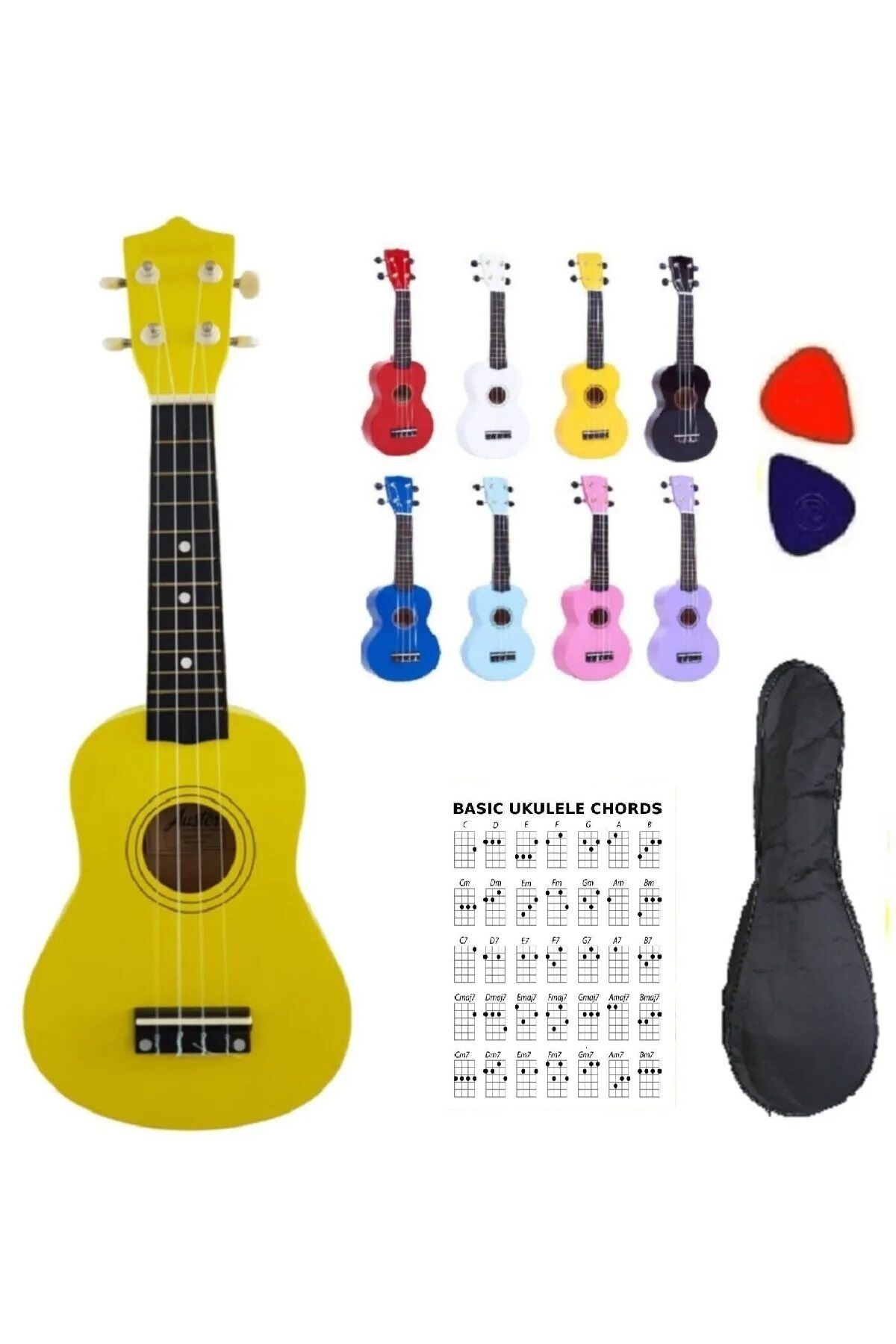 Soprano Sarı Ukulele Kılıf Ve Pena
