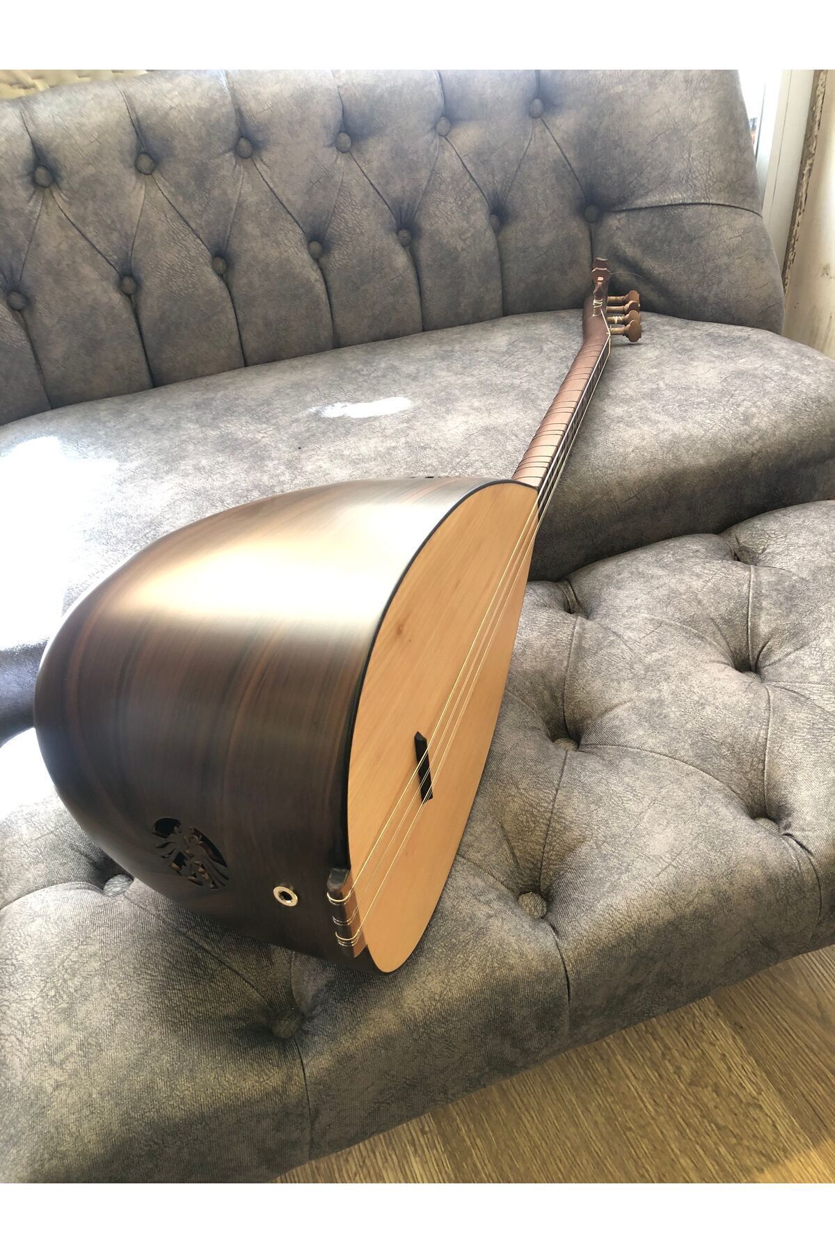 Kompozit Kısa Sap Uzun Sap  Bağlama Saz Kahverengi Kılıf Tezene Yedek Takım Tel