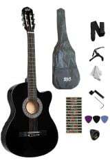 Klasik Gitar Seti Kesik Kasa Sap Ayarlı Askı Kılıf Pena Pena Kutusu Silme Bezi Nota Sticker Sap Ayar Anahtarı