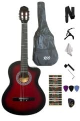 Klasik Gitar Seti Kesik Kasa Sap Ayarlı Askı Kılıf Pena Pena Kutusu Silme Bezi Nota Sticker